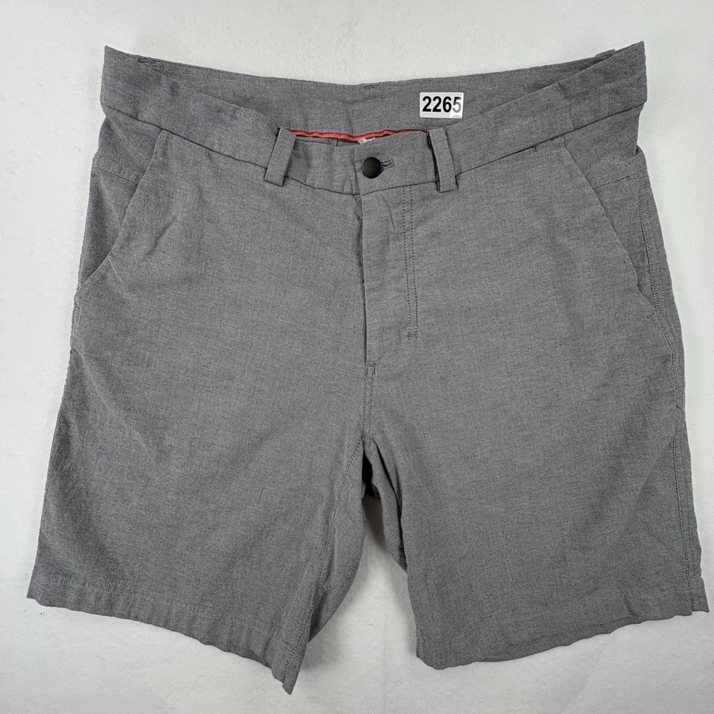 Lululemon Chino Shorts Mens 36 Gray Cotton Blend Stretch 9 Inseam Casual Summer